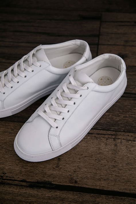 white leather sneakers.